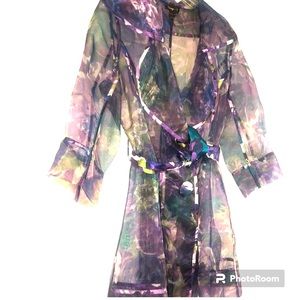 NWT Sheer Kimono Jenny T Multi Colored Belted Small or Medium Unique!